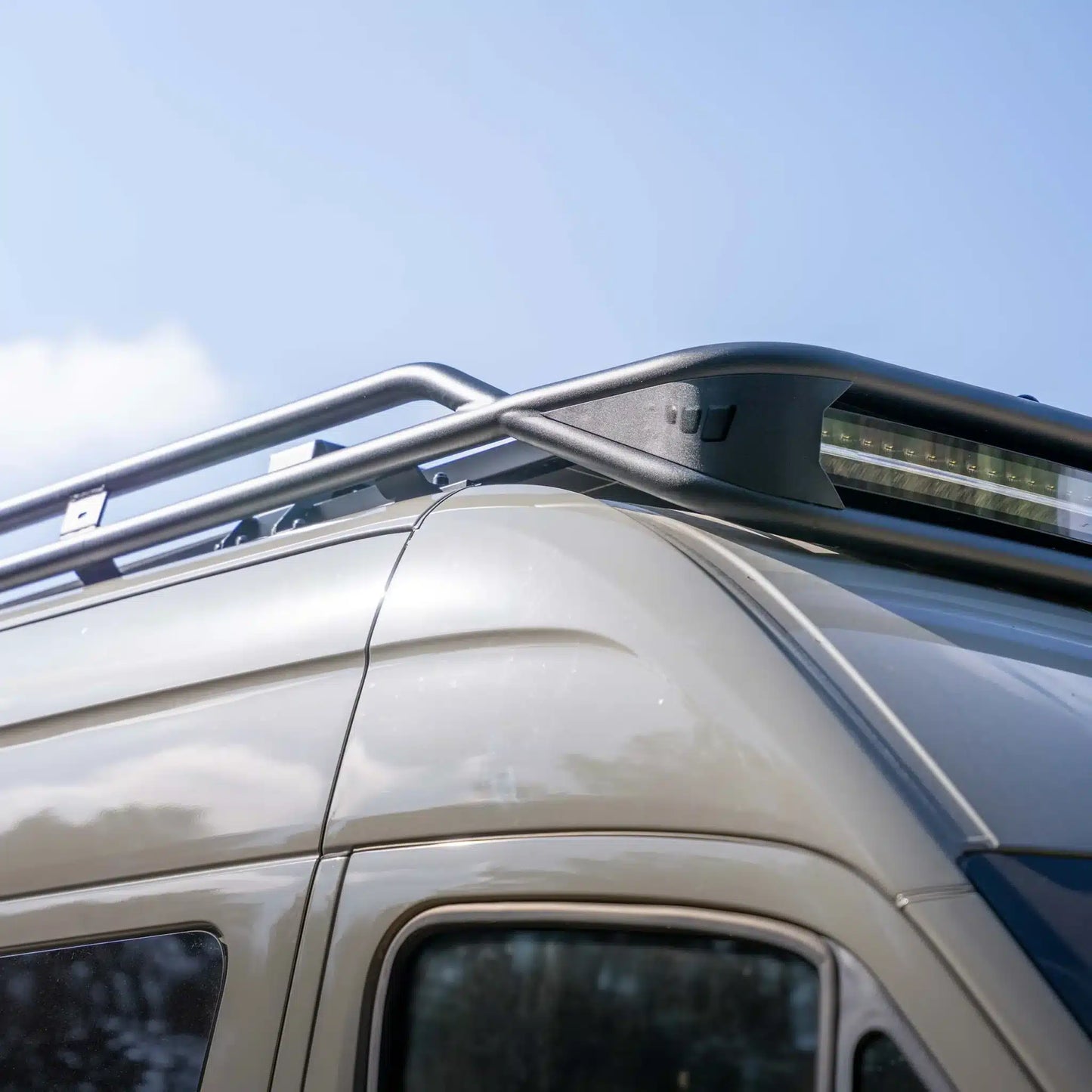 Mercedes Sprinter Campervan Roof Rack with Strands Siberia LED light bar
