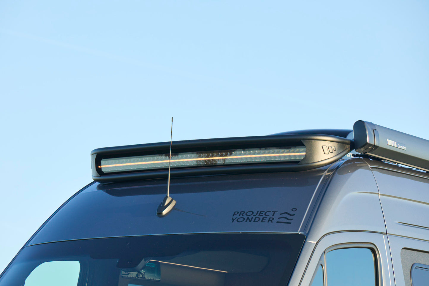 Lightweight modular aluminium roof rack for Mercedes Sprinter vans and campervans fitted to a Project Yonder Freedom 4X campervan