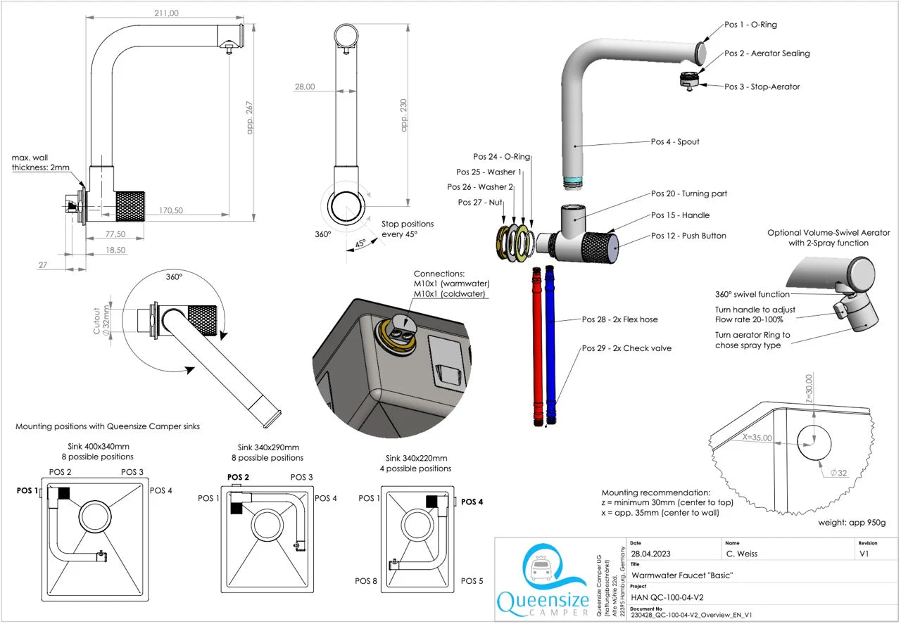 Retractable Hot Water Mixer Tap 'Dark Edition'