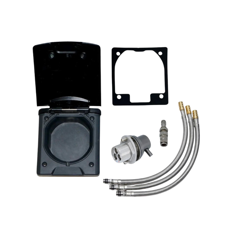 Outdoor shower set with hot water, including mounting box, black 'Dark Edition'