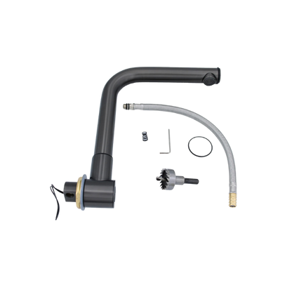 Retractable Cold Water Mixer Tap 'Dark Edition' with integrated switch