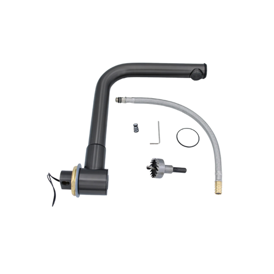 Retractable Cold Water Mixer Tap 'Dark Edition' with integrated switch